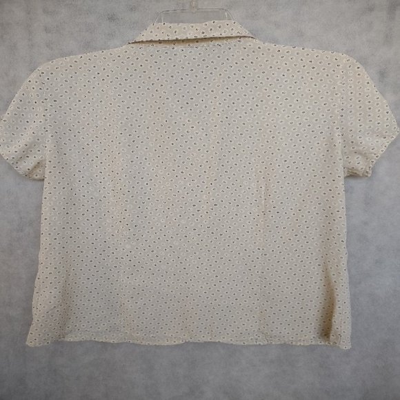 Covington Womens Ruffled Puff Sleeve Button Blouse Size Large - Picture 6 of 9